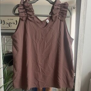 Zena Chocolate Ruffle Tank Top